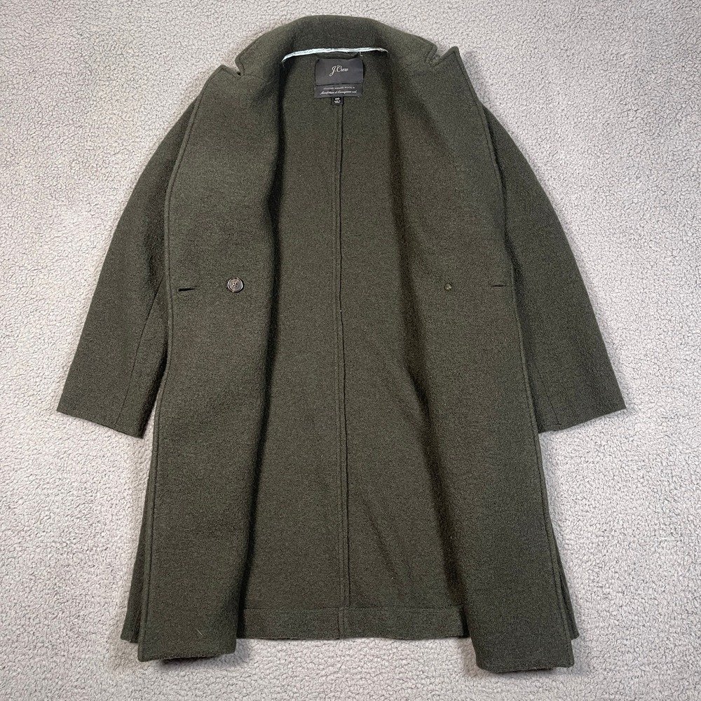J. Crew Daphne Italian Boiled Wool Topcoat Womens 00 XXS Green Mid Length City - Picture 3 of 11